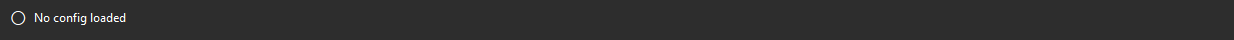 Strip in IDLE state: gray hollow dot, "No config loaded".